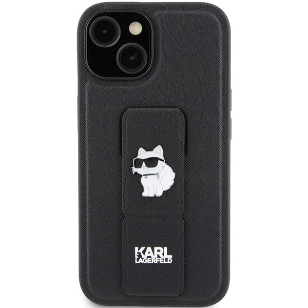 Custodia MagSafe per Apple iPhone 15 Plus, Karl Lagerfeld, Saffiano Gripstand Choupette, Nera