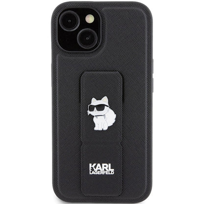 Custodia MagSafe per Apple iPhone 15 Plus, Karl Lagerfeld, Saffiano Gripstand Choupette, Nera