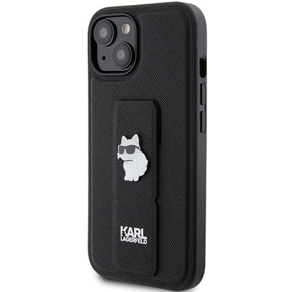 Custodia MagSafe per Apple iPhone 15 Plus, Karl Lagerfeld, Saffiano Gripstand Choupette, Nera