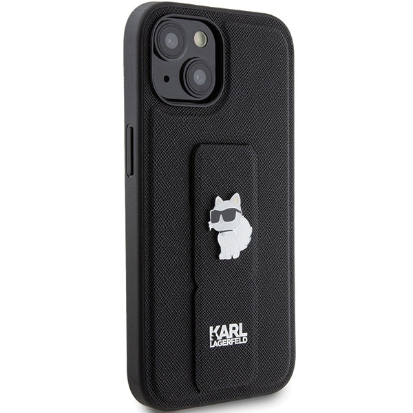 Custodia MagSafe per Apple iPhone 15 Plus, Karl Lagerfeld, Saffiano Gripstand Choupette, Nera