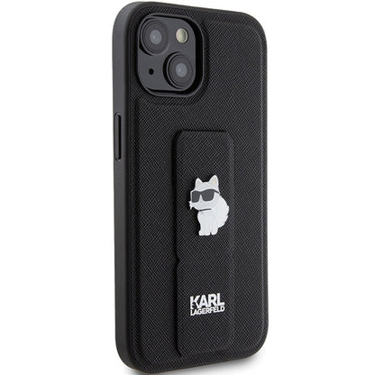 Custodia MagSafe per Apple iPhone 15 Plus, Karl Lagerfeld, Saffiano Gripstand Choupette, Nera