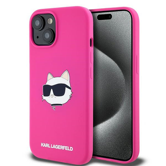 Custodia MagSafe per Apple iPhone 15 Plus, Karl Lagerfeld, Silicone Choupette's Head, Fucsia