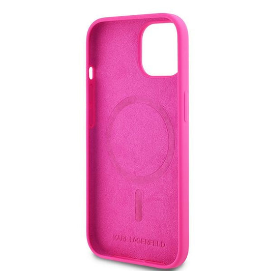 Custodia MagSafe per Apple iPhone 15 Plus, Karl Lagerfeld, Silicone Choupette's Head, Fucsia