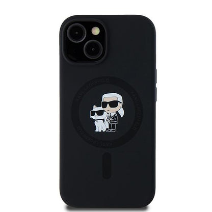 Custodia MagSafe per Apple iPhone 15 Plus, Karl Lagerfeld, Silicone Karl & Choupette, Nera