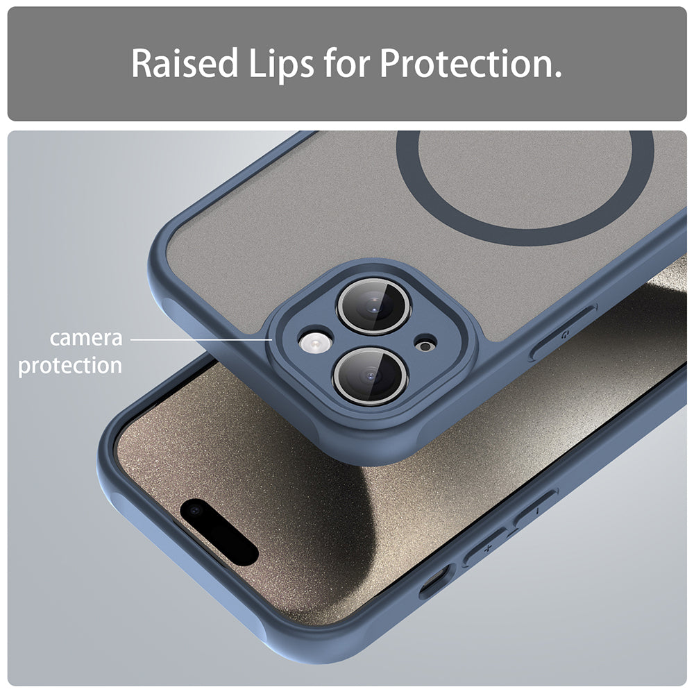Custodia MagSafe per Apple iPhone 15 Plus, Techsuit, HaloFrost II, Blu Navy