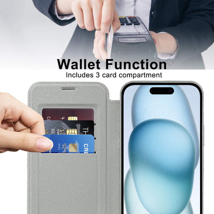 MagSafe Case for Apple iPhone 15 Plus, Techsuit, SmartMag Book, Gray