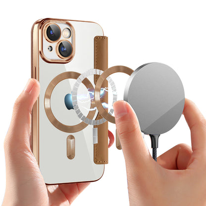 Custodia MagSafe per Apple iPhone 15 Plus, Techsuit, SmartMag Book, Marrone