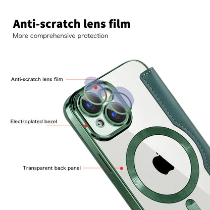 Custodia MagSafe per Apple iPhone 15 Plus, Techsuit, SmartMag Book, Verde