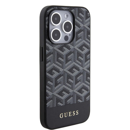 Custodia MagSafe per Apple iPhone 15 Pro, Guess, GCube Stripes, Nera