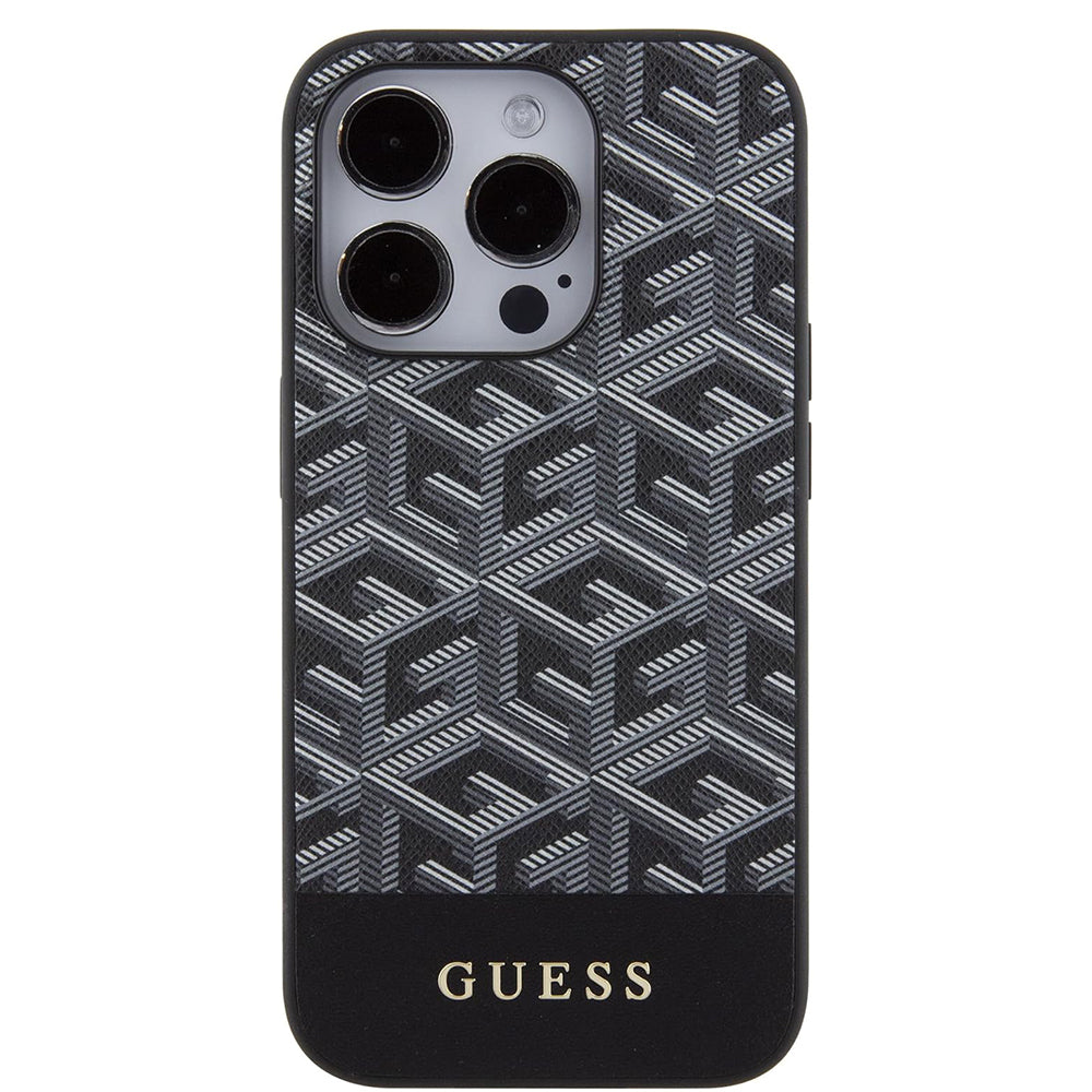 Custodia MagSafe per Apple iPhone 15 Pro, Guess, GCube Stripes, Nera