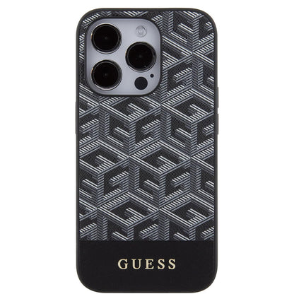 Custodia MagSafe per Apple iPhone 15 Pro, Guess, GCube Stripes, Nera