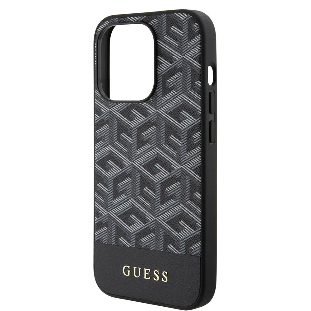 Custodia MagSafe per Apple iPhone 15 Pro, Guess, GCube Stripes, Nera