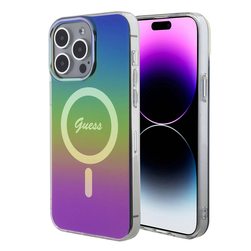 Custodia MagSafe per Apple iPhone 15 Pro, Guess, IML Iridescente, Multicolore