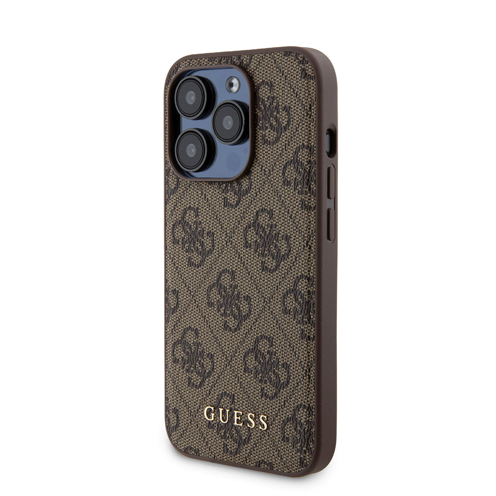 Custodia MagSafe per Apple iPhone 15 Pro, Guess, Powerbank 4G Metal Logo, Marrone