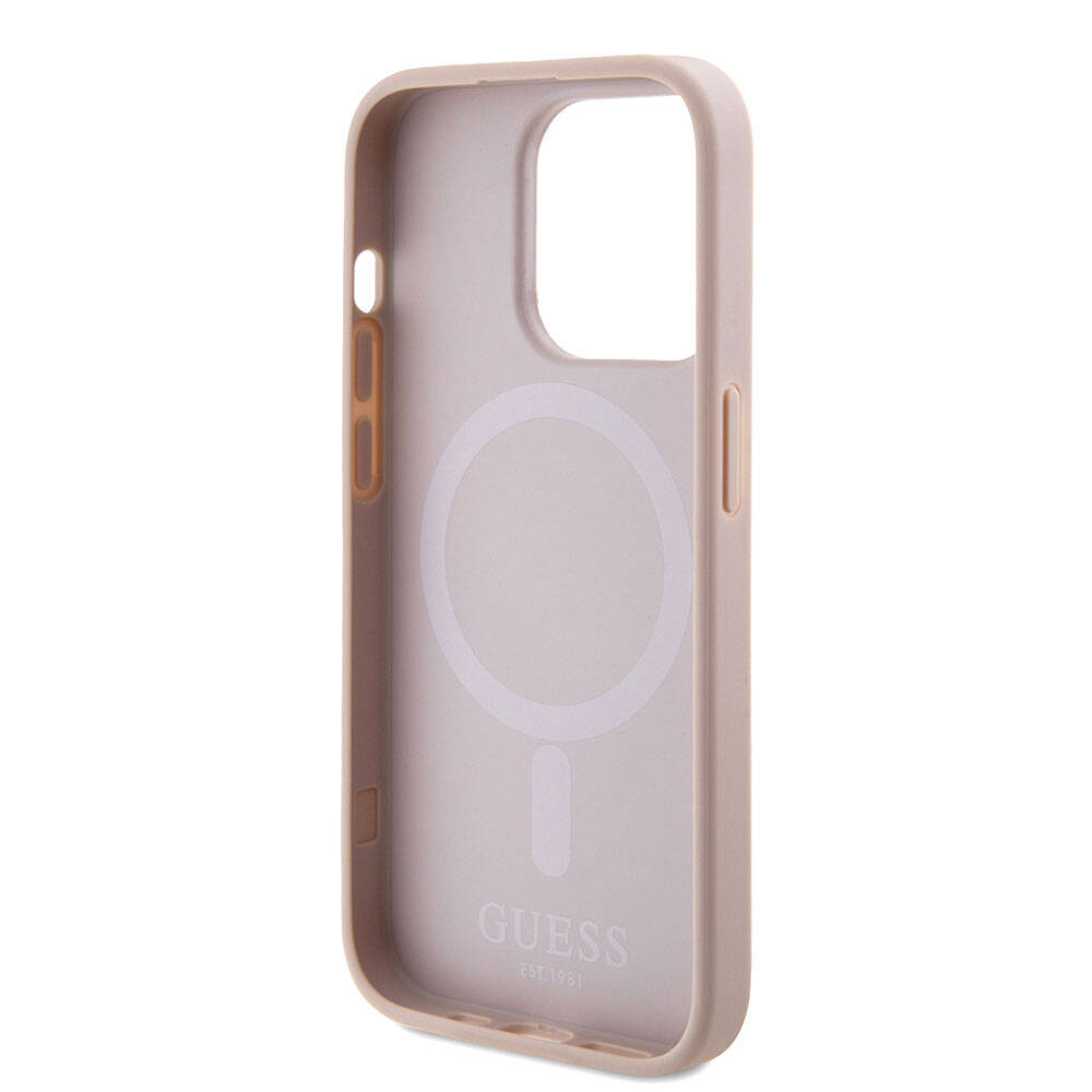Custodia MagSafe per Apple iPhone 15 Pro, Guess, Saffiano, Rosa