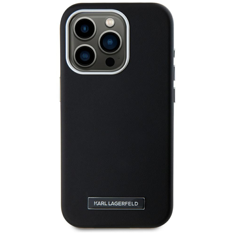 Custodia MagSafe per Apple iPhone 15 Pro, Karl Lagerfeld, FW Metal Plate, Nera