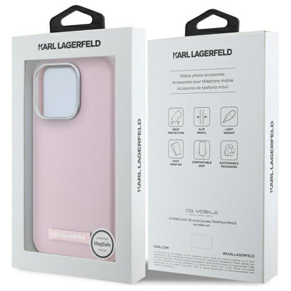 Custodia MagSafe per Apple iPhone 15 Pro, Karl Lagerfeld, FW Metal Plate, Rosa