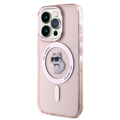 Custodia MagSafe per Apple iPhone 15 Pro, Karl Lagerfeld, IML Choupette, Rosa
