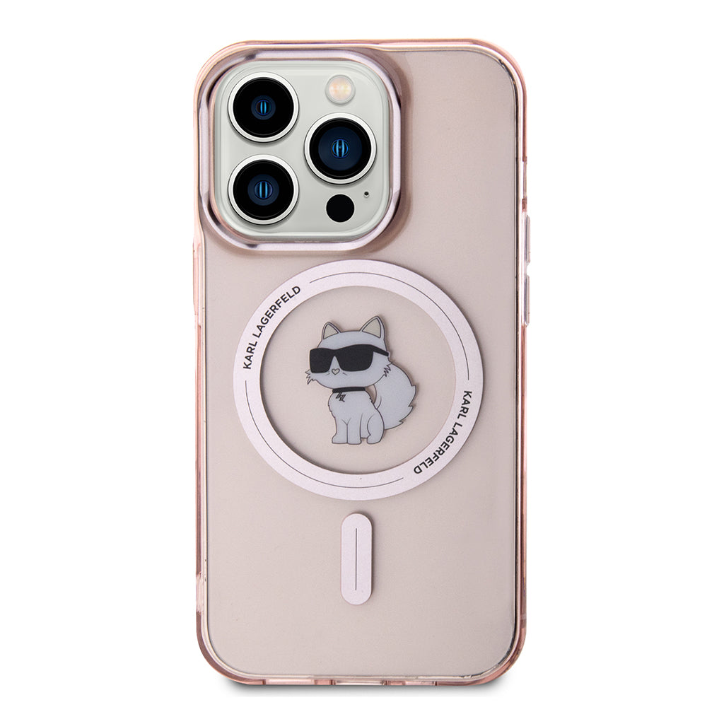 Custodia MagSafe per Apple iPhone 15 Pro, Karl Lagerfeld, IML Choupette, Rosa
