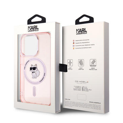 Custodia MagSafe per Apple iPhone 15 Pro, Karl Lagerfeld, IML Choupette, Rosa