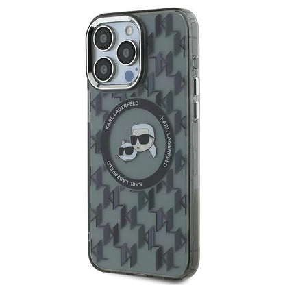 MagSafe Case for Apple iPhone 15 Pro, Karl Lagerfeld, IML Monogram Karl & Choupette's Heads, Black