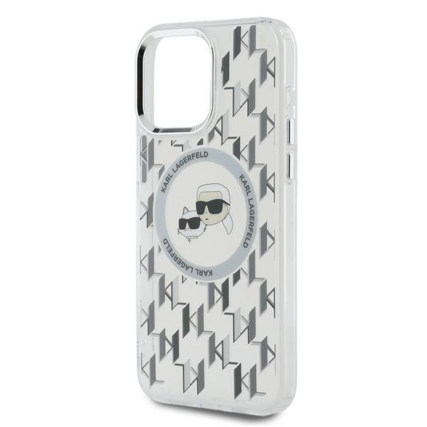 Custodia MagSafe per Apple iPhone 15 Pro, Karl Lagerfeld, IML Monogramma Karl & Choupette's Heads, Trasparente