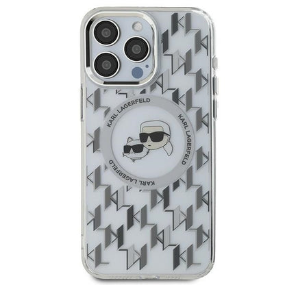 Custodia MagSafe per Apple iPhone 15 Pro, Karl Lagerfeld, IML Monogramma Karl & Choupette's Heads, Trasparente