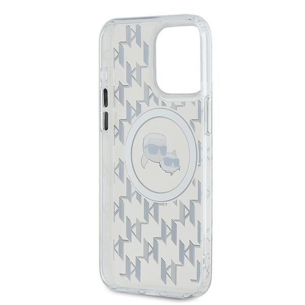 Custodia MagSafe per Apple iPhone 15 Pro, Karl Lagerfeld, IML Monogramma Karl & Choupette's Heads, Trasparente