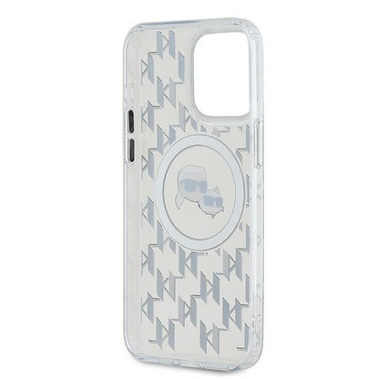 Custodia MagSafe per Apple iPhone 15 Pro, Karl Lagerfeld, IML Monogramma Karl & Choupette's Heads, Trasparente