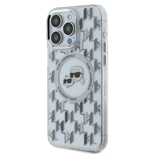 Custodia MagSafe per Apple iPhone 15 Pro, Karl Lagerfeld, IML Monogramma Karl & Choupette's Heads, Trasparente