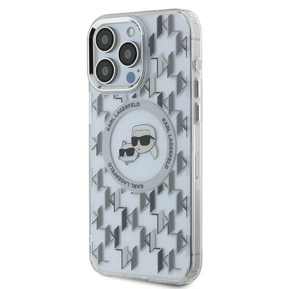 Custodia MagSafe per Apple iPhone 15 Pro, Karl Lagerfeld, IML Monogramma Karl & Choupette's Heads, Trasparente