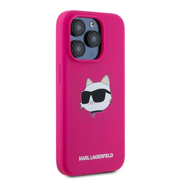 Custodia MagSafe per Apple iPhone 15 Pro, Karl Lagerfeld, Silicone Choupette's Head, Fucsia