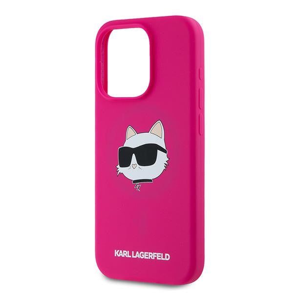 Custodia MagSafe per Apple iPhone 15 Pro, Karl Lagerfeld, Silicone Choupette's Head, Fucsia