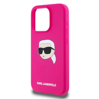 Custodia MagSafe per Apple iPhone 15 Pro, Karl Lagerfeld, Silicone Karl's Head, Fucsia
