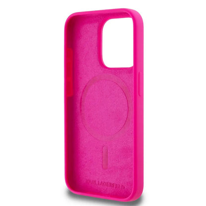 Custodia MagSafe per Apple iPhone 15 Pro, Karl Lagerfeld, Silicone Karl's Head, Fucsia