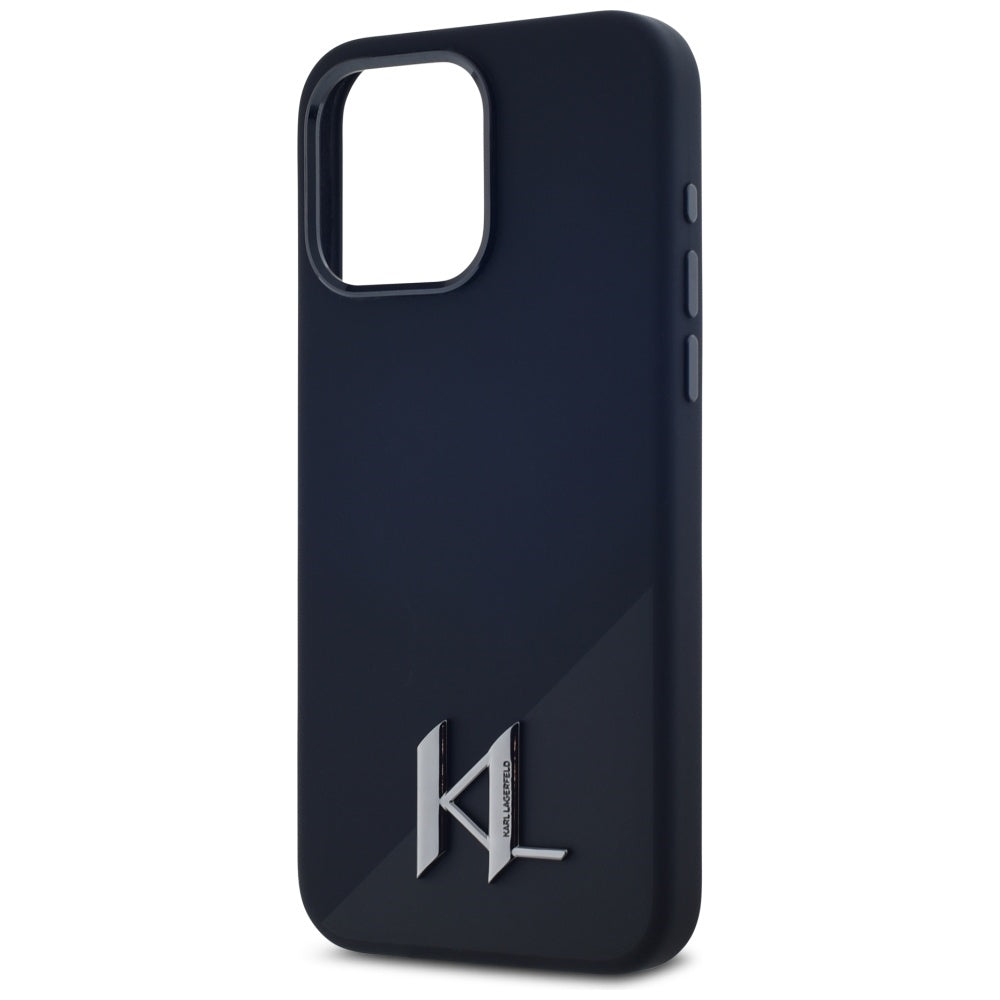 Custodia MagSafe per Apple iPhone 15 Pro, Karl Lagerfeld, Silicone Shadow Metal Initial, Nera