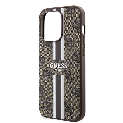 Custodia MagSafe per Apple iPhone 15 Pro Max, Guess, 4G Printed Stripes, Marrone