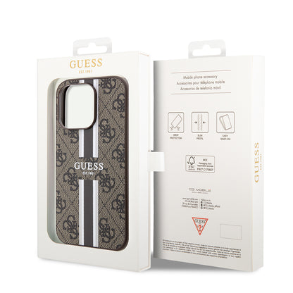 Custodia MagSafe per Apple iPhone 15 Pro Max, Guess, 4G Printed Stripes, Marrone