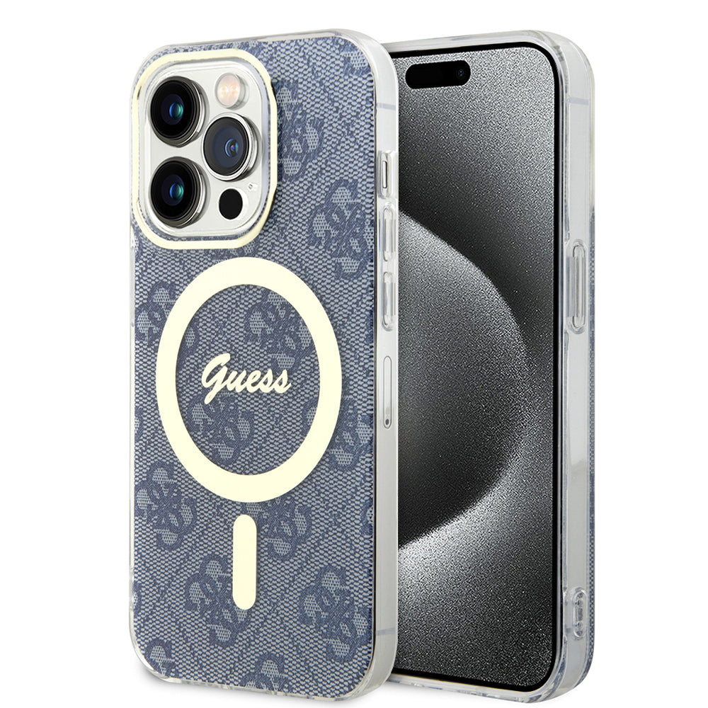 Custodia MagSafe per Apple iPhone 15 Pro Max, Guess, IML 4G, Blu