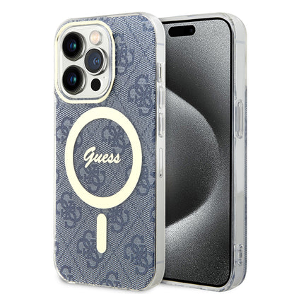 Custodia MagSafe per Apple iPhone 15 Pro Max, Guess, IML 4G, Blu
