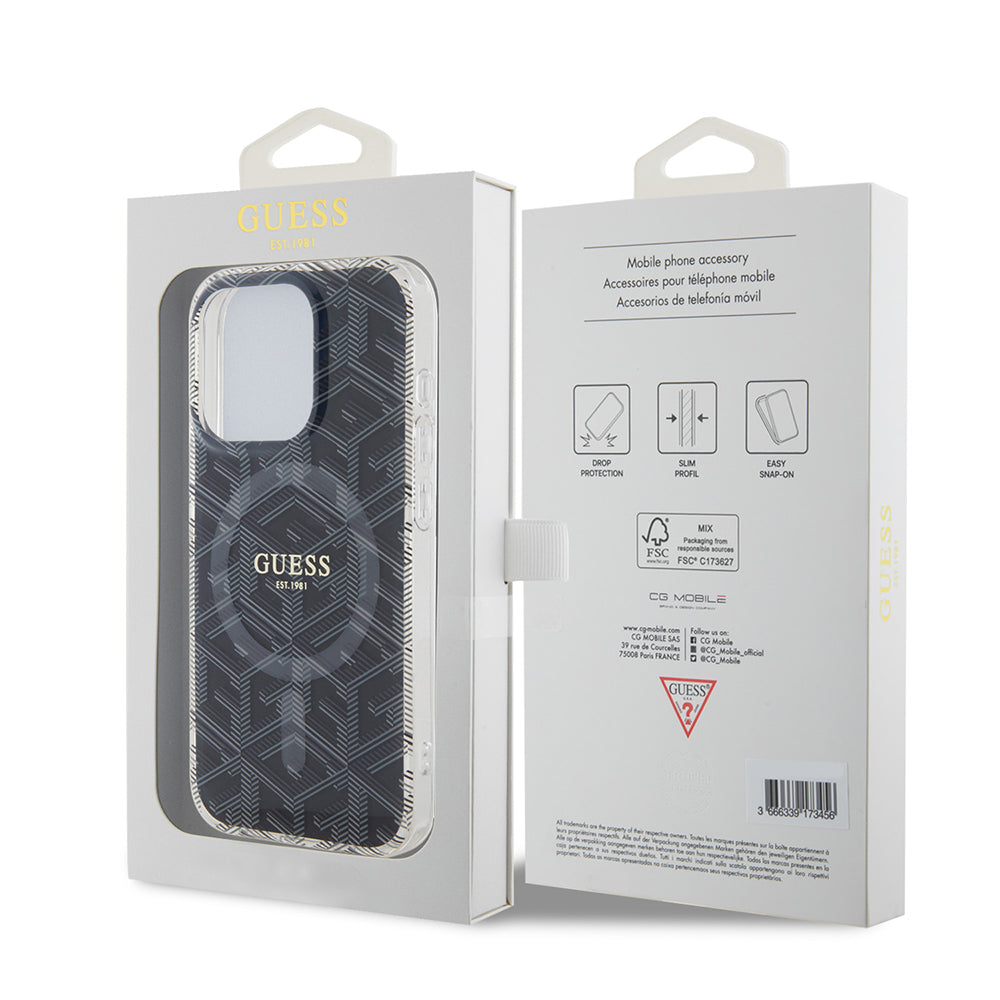 Custodia MagSafe per Apple iPhone 15 Pro Max, Guess, IML Gcube, Nera
