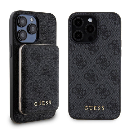 Custodia MagSafe per Apple iPhone 15 Pro Max, Guess, Powerbank 4G Metal Logo, Nera
