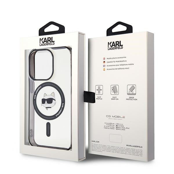 Custodia MagSafe per Apple iPhone 15 Pro Max, Karl Lagerfeld, IML Choupette's Head, Trasparente