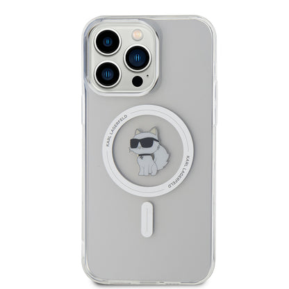 Custodia MagSafe per Apple iPhone 15 Pro Max, Karl Lagerfeld, IML Choupette, Trasparente