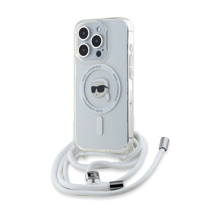 MagSafe Case for Apple iPhone 15 Pro Max, Karl Lagerfeld, IML Crossbody Karl's Head, Transparent