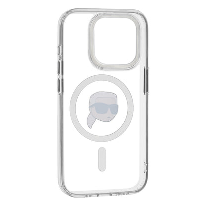 Custodia MagSafe per Apple iPhone 15 Pro Max, Karl Lagerfeld, IML Metal Karl's Head, Bianca
