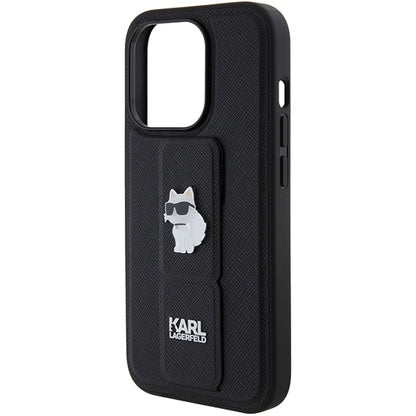 Custodia MagSafe per Apple iPhone 15 Pro Max, Karl Lagerfeld, Saffiano Gripstand Choupette, Nera