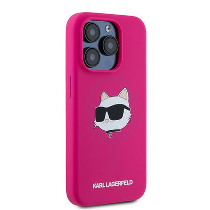 Custodia MagSafe per Apple iPhone 15 Pro Max, Karl Lagerfeld, Silicone Choupette's Head, Fucsia