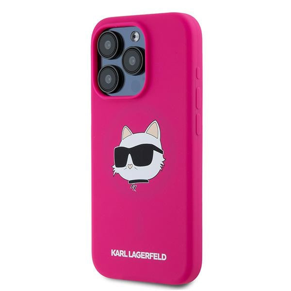 Custodia MagSafe per Apple iPhone 15 Pro Max, Karl Lagerfeld, Silicone Choupette's Head, Fucsia