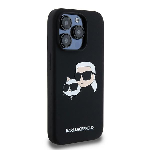 Custodia MagSafe per Apple iPhone 15 Pro Max, Karl Lagerfeld, Silicone Karl & Choupette, Nera